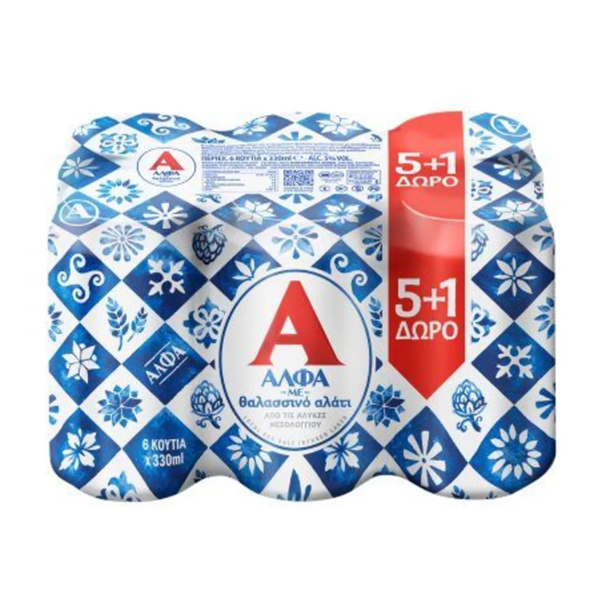 ΑΛΦΑ με Θαλασσινό Αλάτι Κουτί (5+1) 330ml